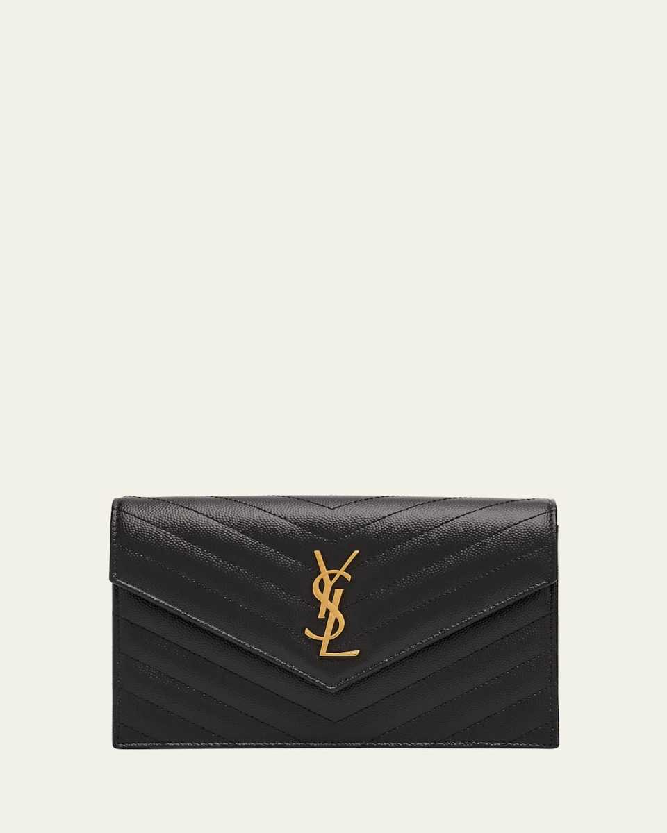 Small YSL Wallet on Chain in Grain Leather